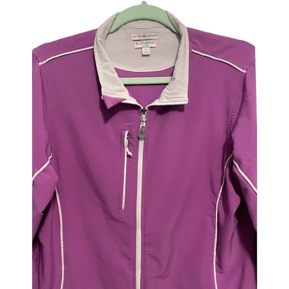 Peter Millar Windbreaker Jacket Purple Large Full-Zip Outdoors Golf Performace - Picture 2 of 10